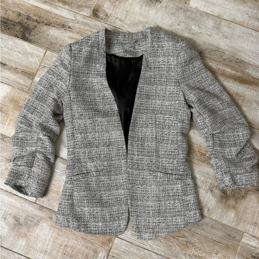 H&M Black and White Textured Blazer